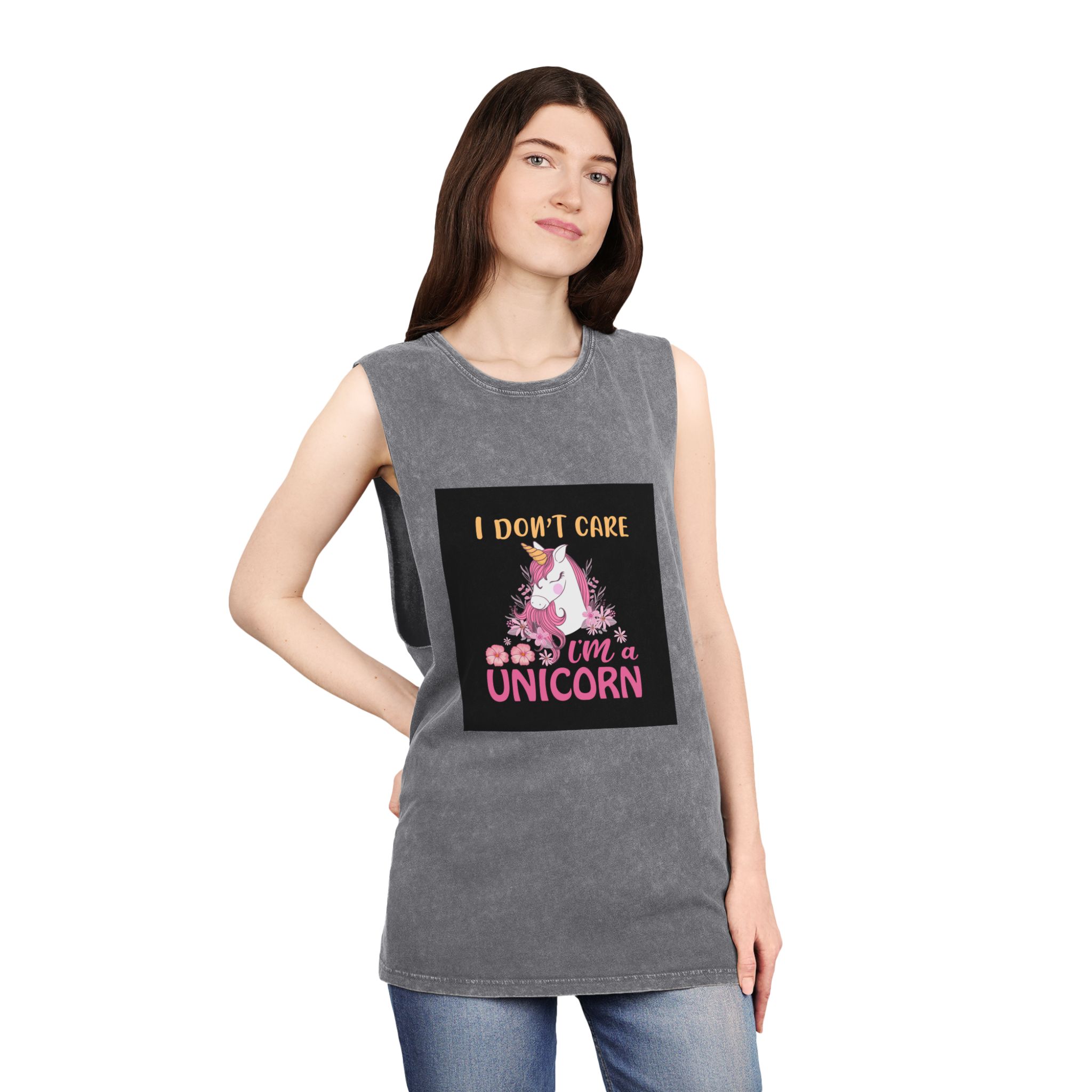 Unicorn 2 (1) Unisex Stonewash Tank Top - Image 12