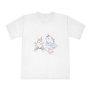 Cute Funny Unicorns Rainbow Beautiful Trend Baby Print Vector Illustration Dream Big Letters Unisex Classic Crewneck T Shirt