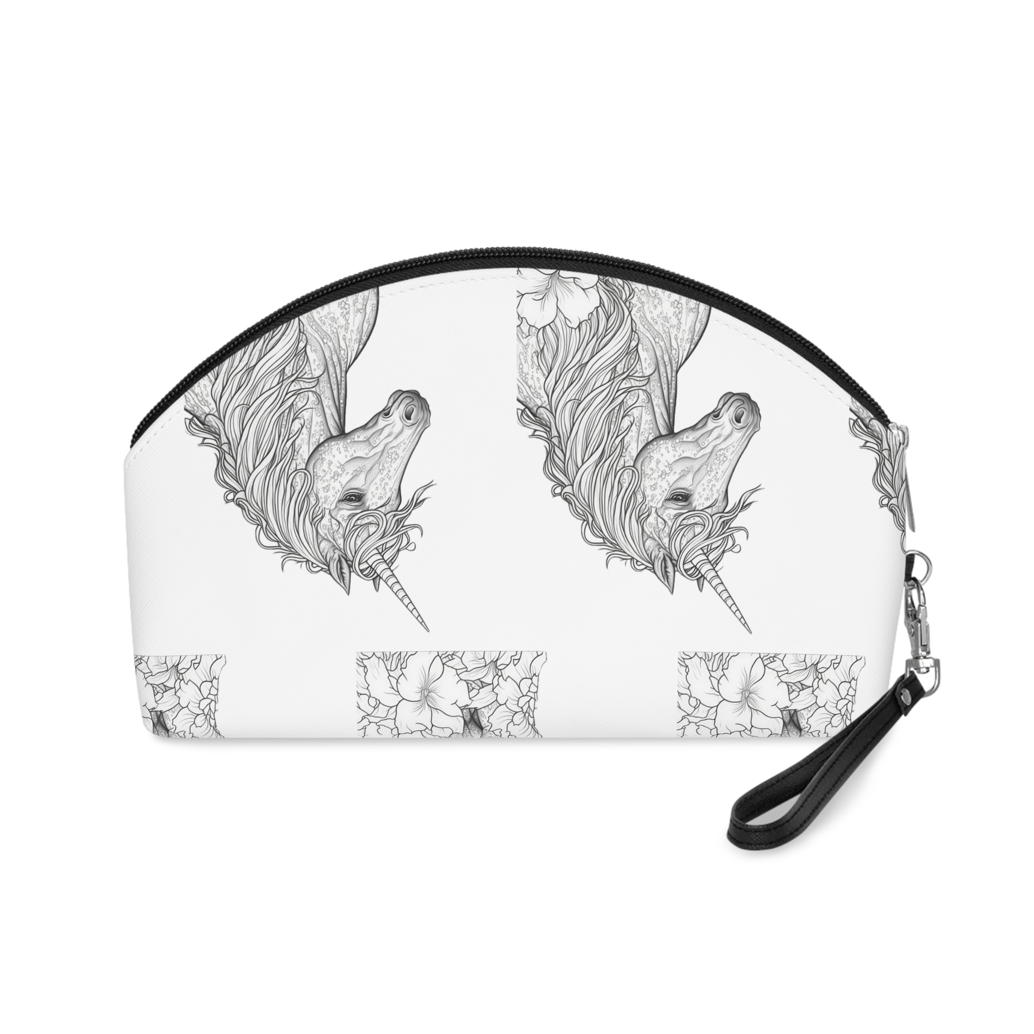 Unicorn Fantastic Vintage Flowers Image Generative Ai Makeup Bag - Image 2