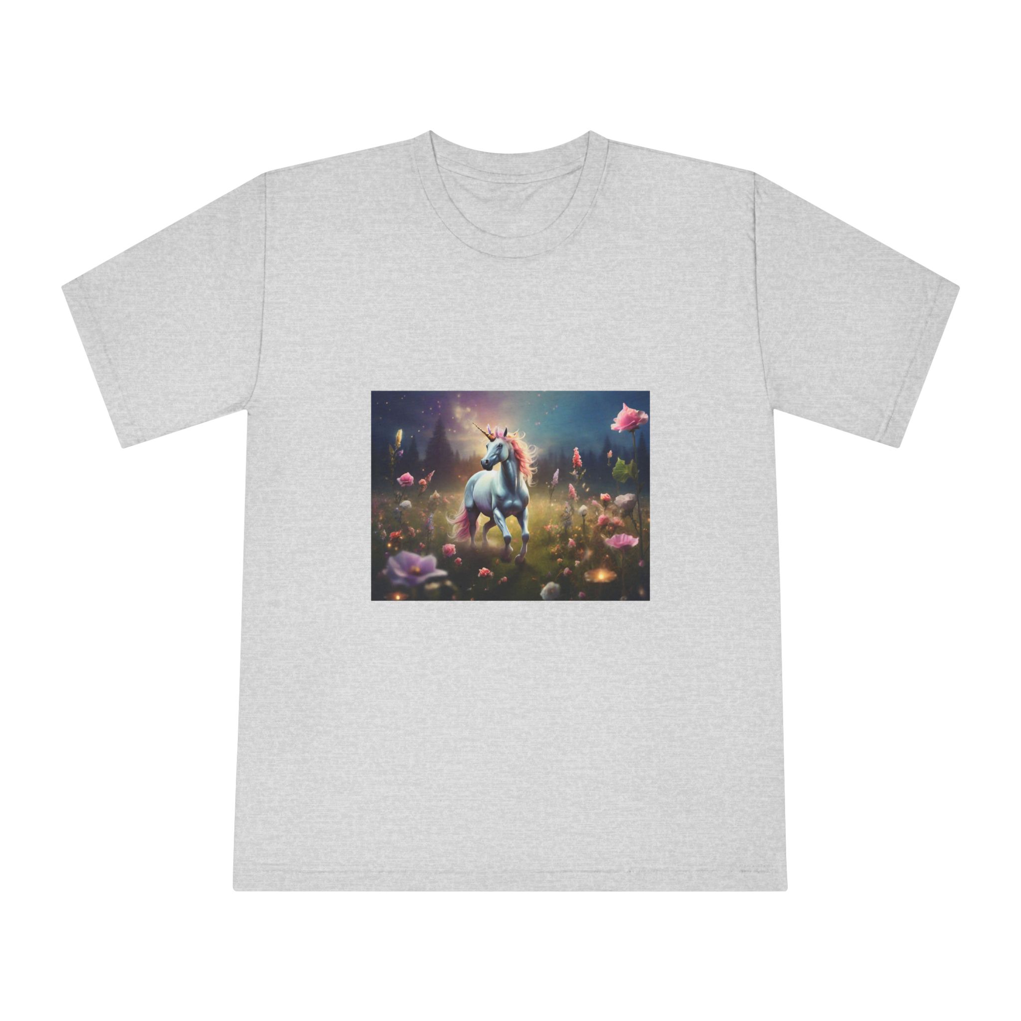 Beautiful Unicorn Running Magical Meadow Unicorn Background Images Whimsical Unicorn (32) Unisex Classic Crewneck T Shirt - Image 13