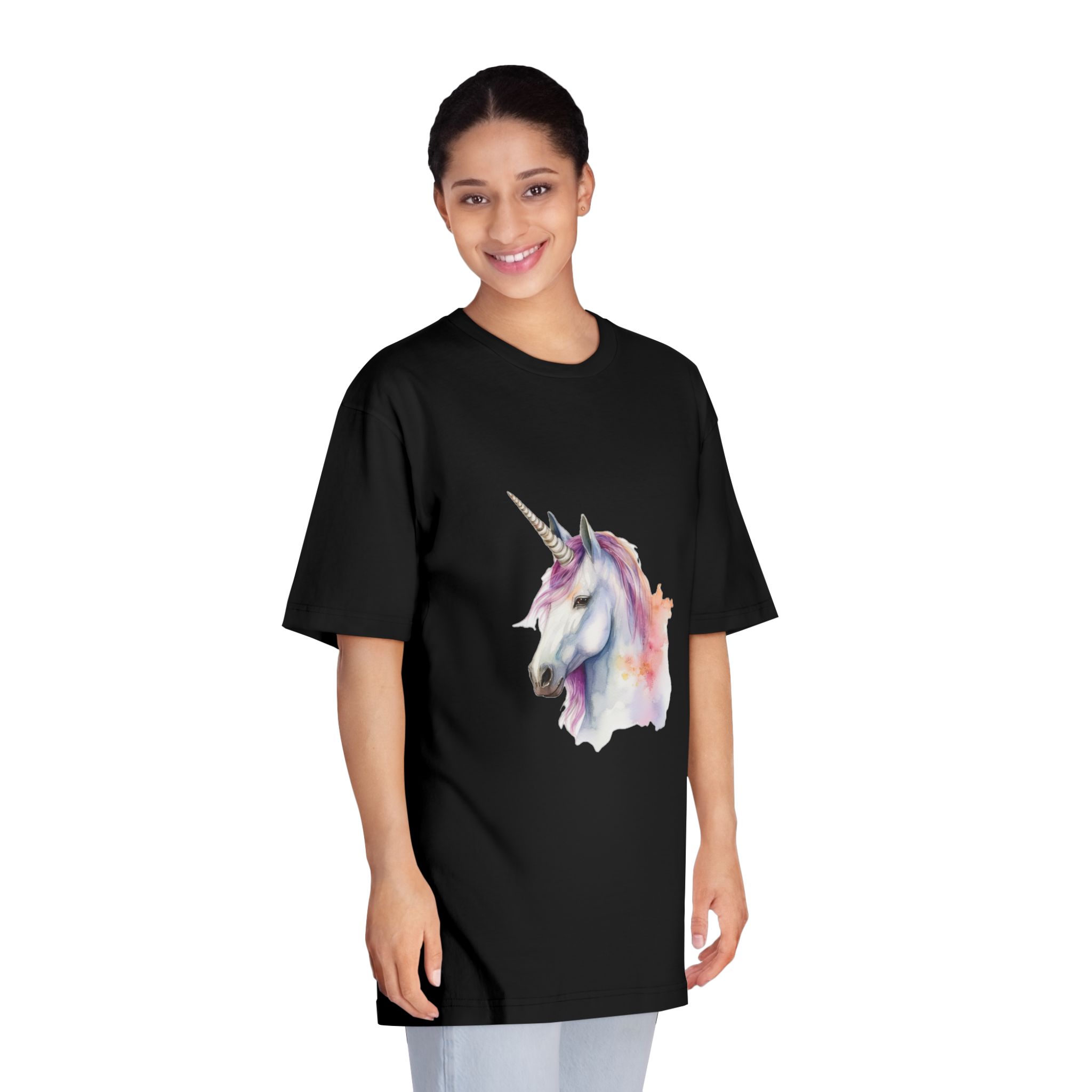 Unicorn With Purple Mane Pink Horn Unisex Classic Crewneck T Shirt - Image 7