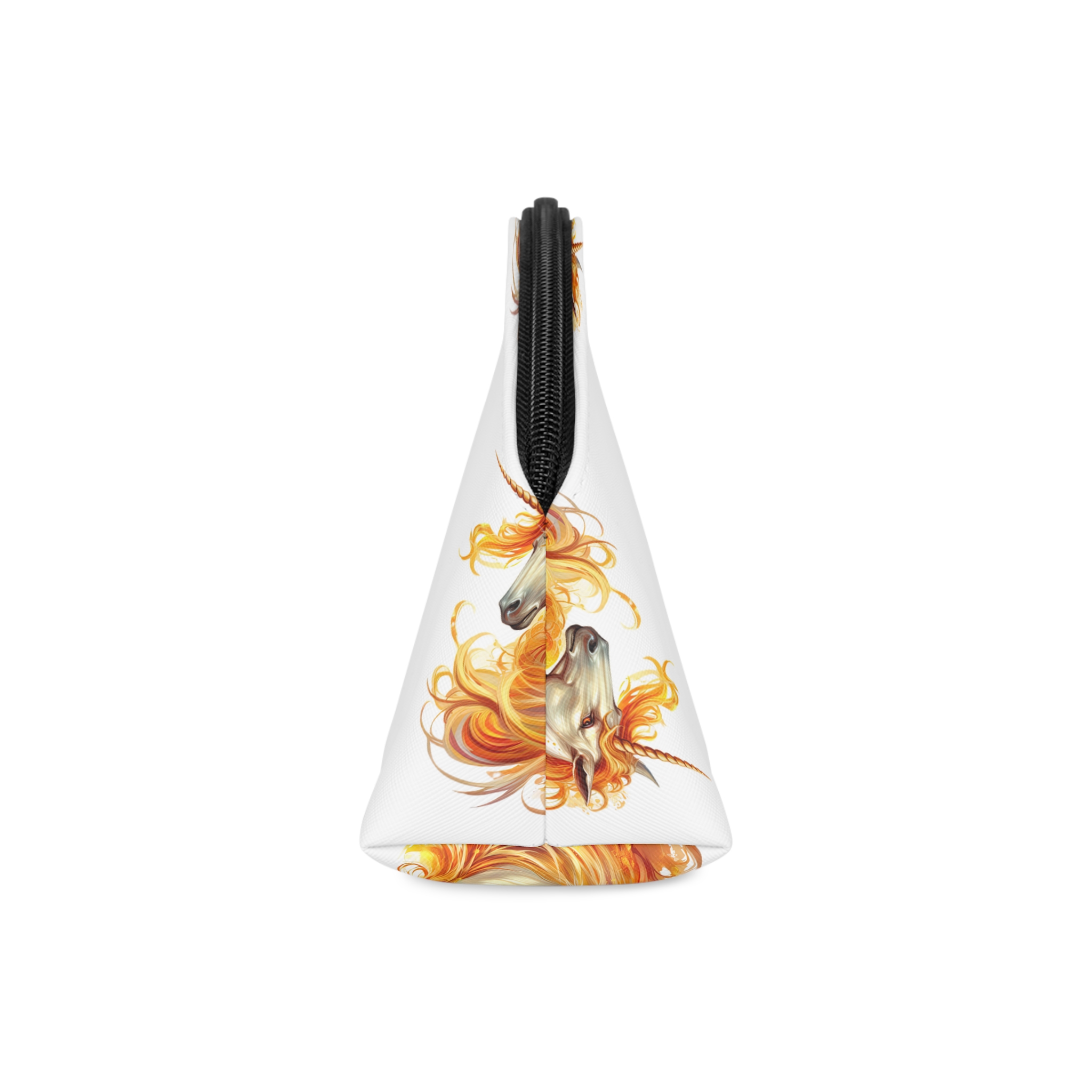 Unicorn With Yellow Mane Orange Orange Flames Makeup Bag - Image 4
