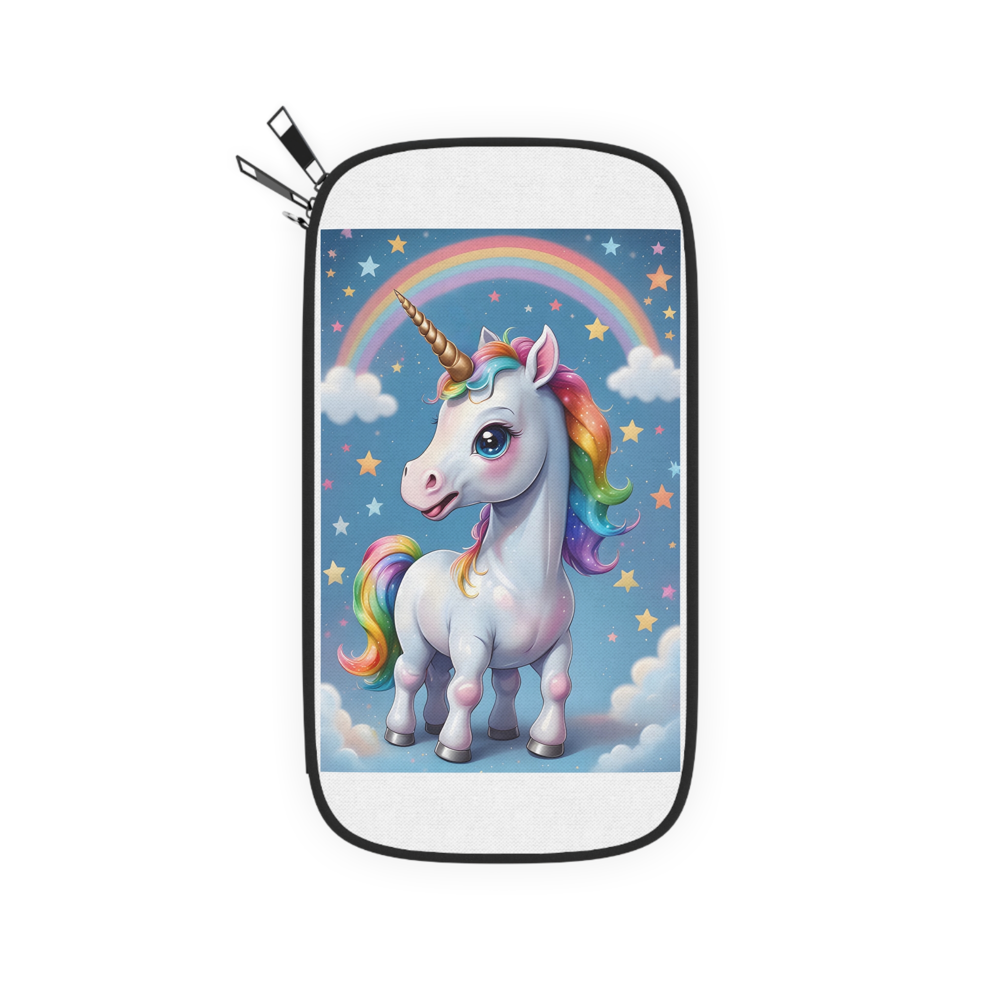 Happy Unicorn Background Sky Rainbow Copy Passport Wallet - Image 2