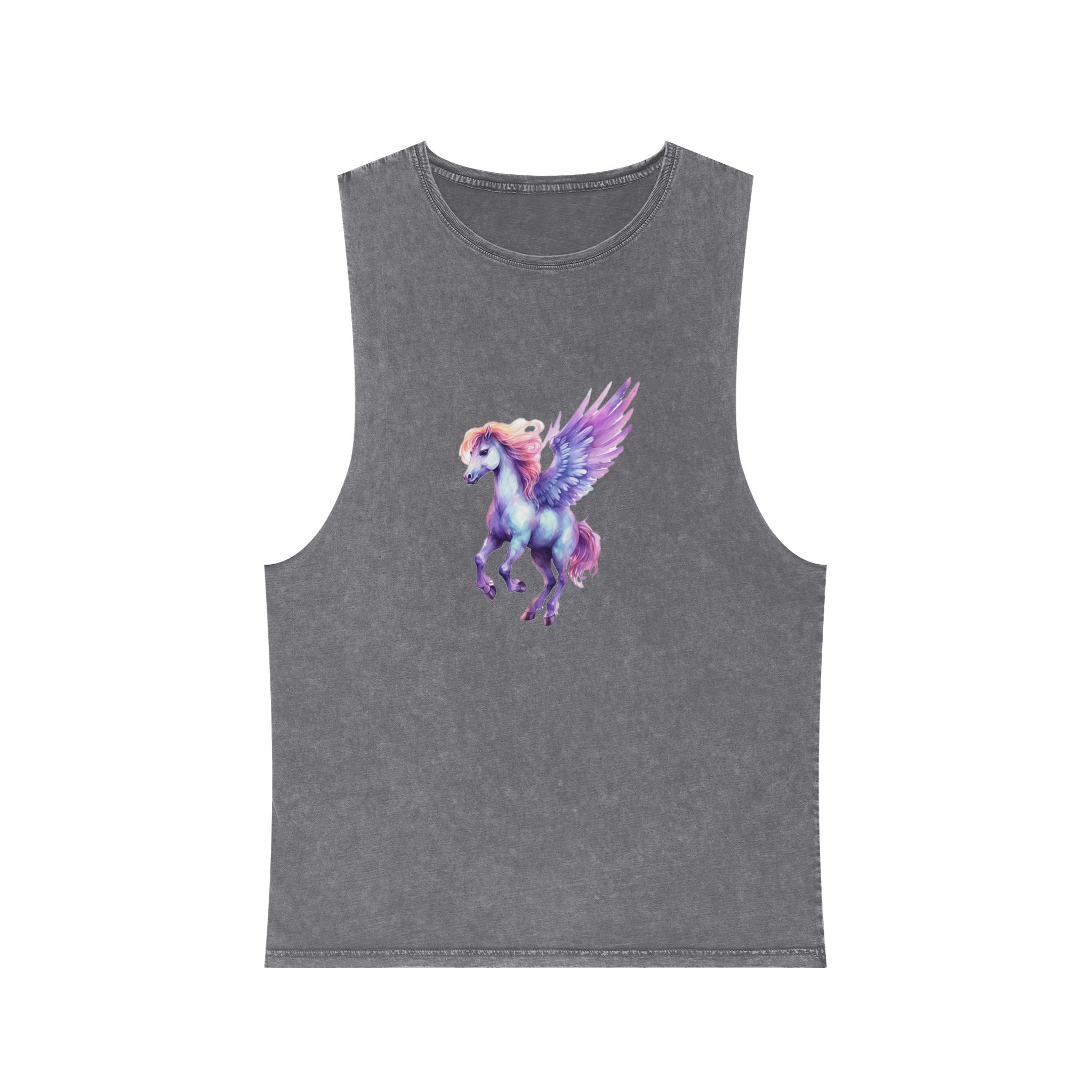 Pegasus Watercolor Clipart Cute Isolated White Background With Generative Ai Technology Unisex Stonewash Tank Top - Image 9