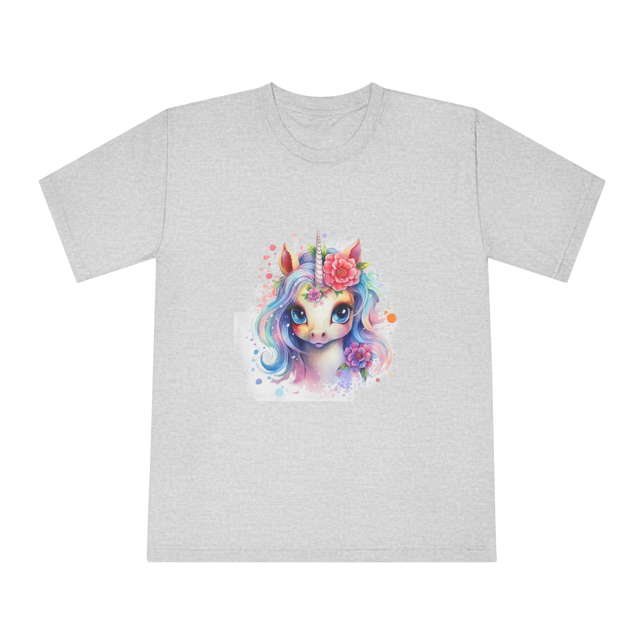 Cute Colorful Magic Unicorn With Flowers Watercolor Style (8) Copia Unisex Classic Crewneck T Shirt - Image 13