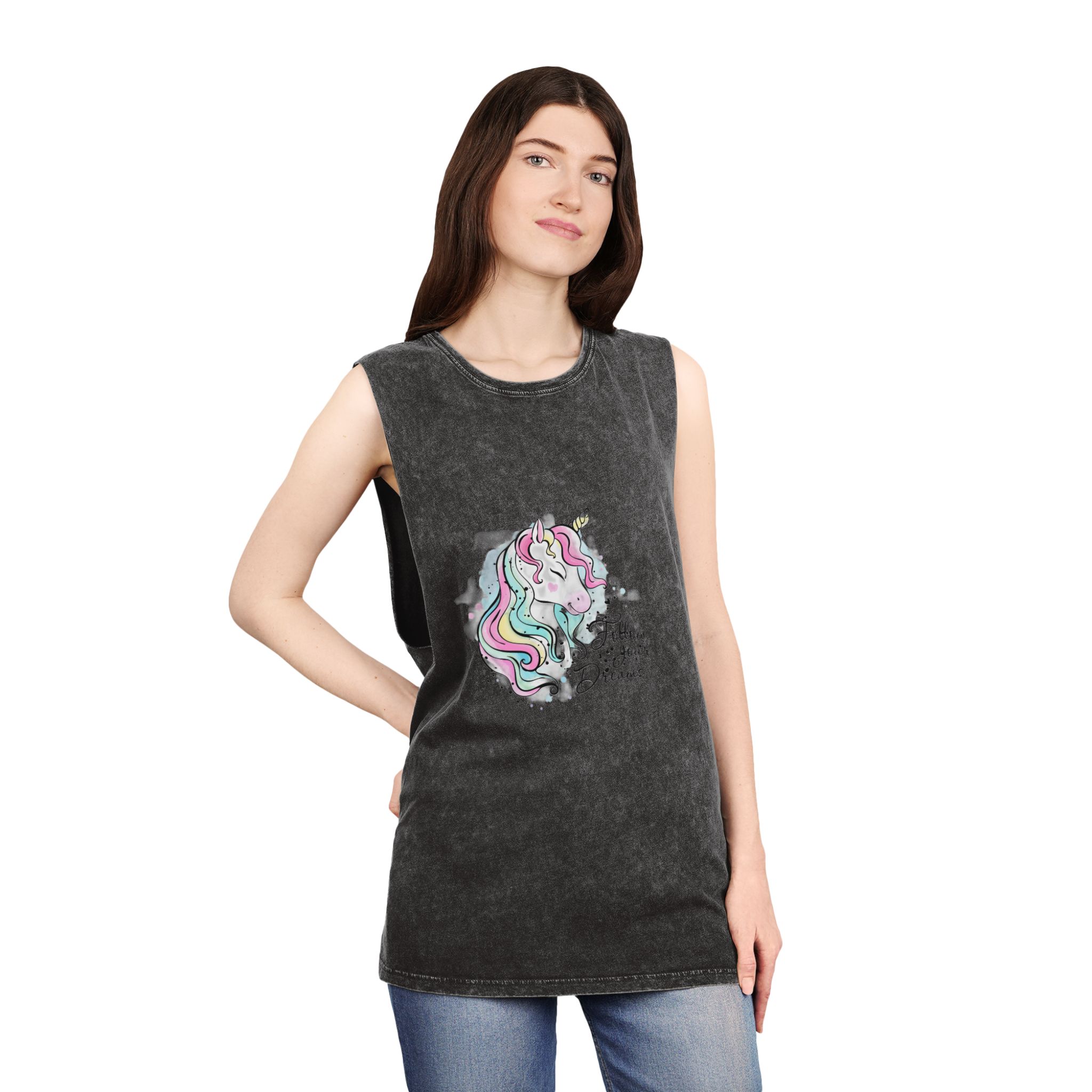Follow Your Dream Unisex Stonewash Tank Top - Image 4