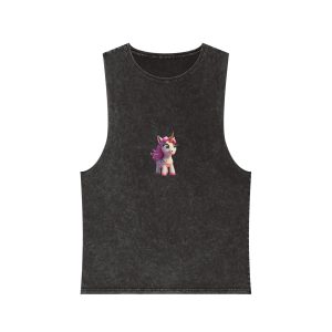 Colorful Cartoon Animated 3d Unicorn Children (8) Unisex Stonewash Tank Top