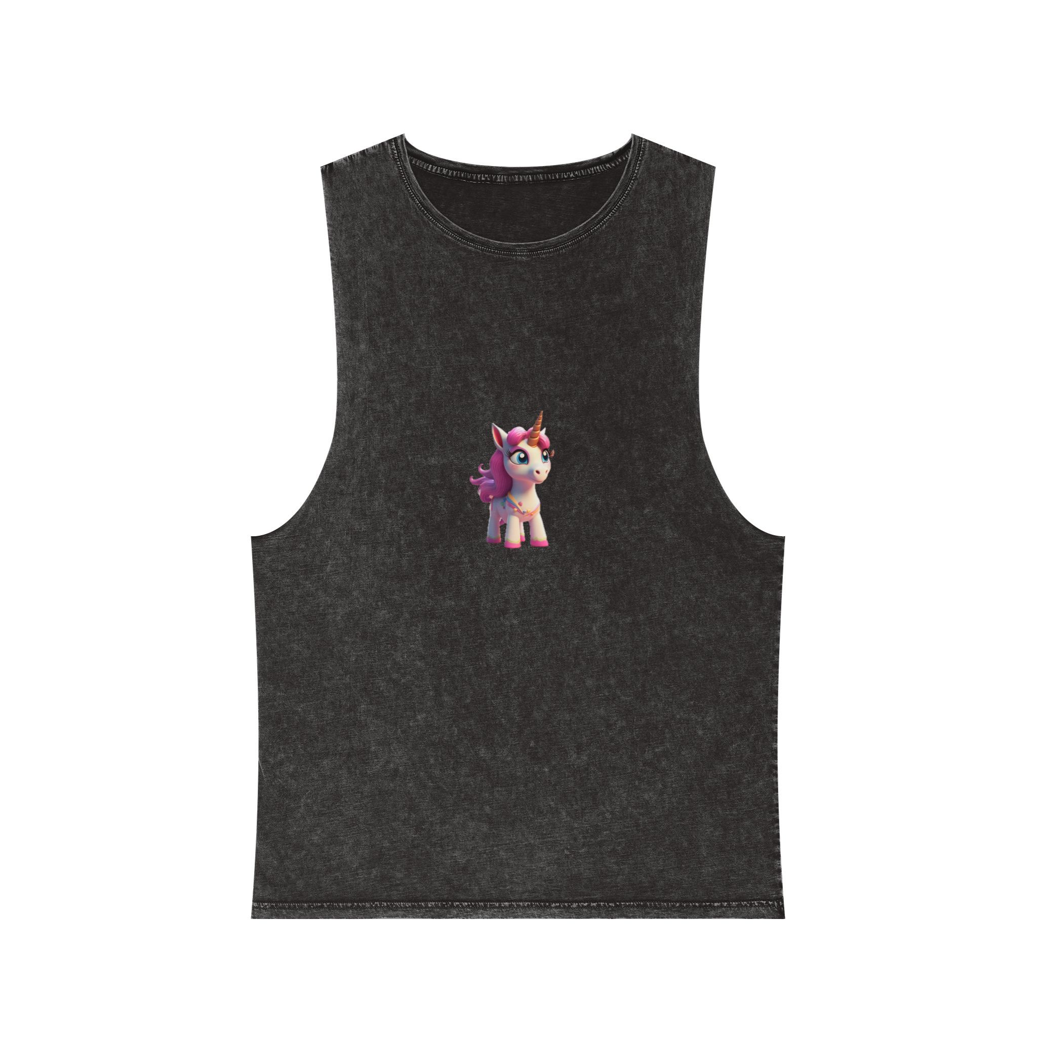 Colorful Cartoon Animated 3d Unicorn Children (8) Unisex Stonewash Tank Top