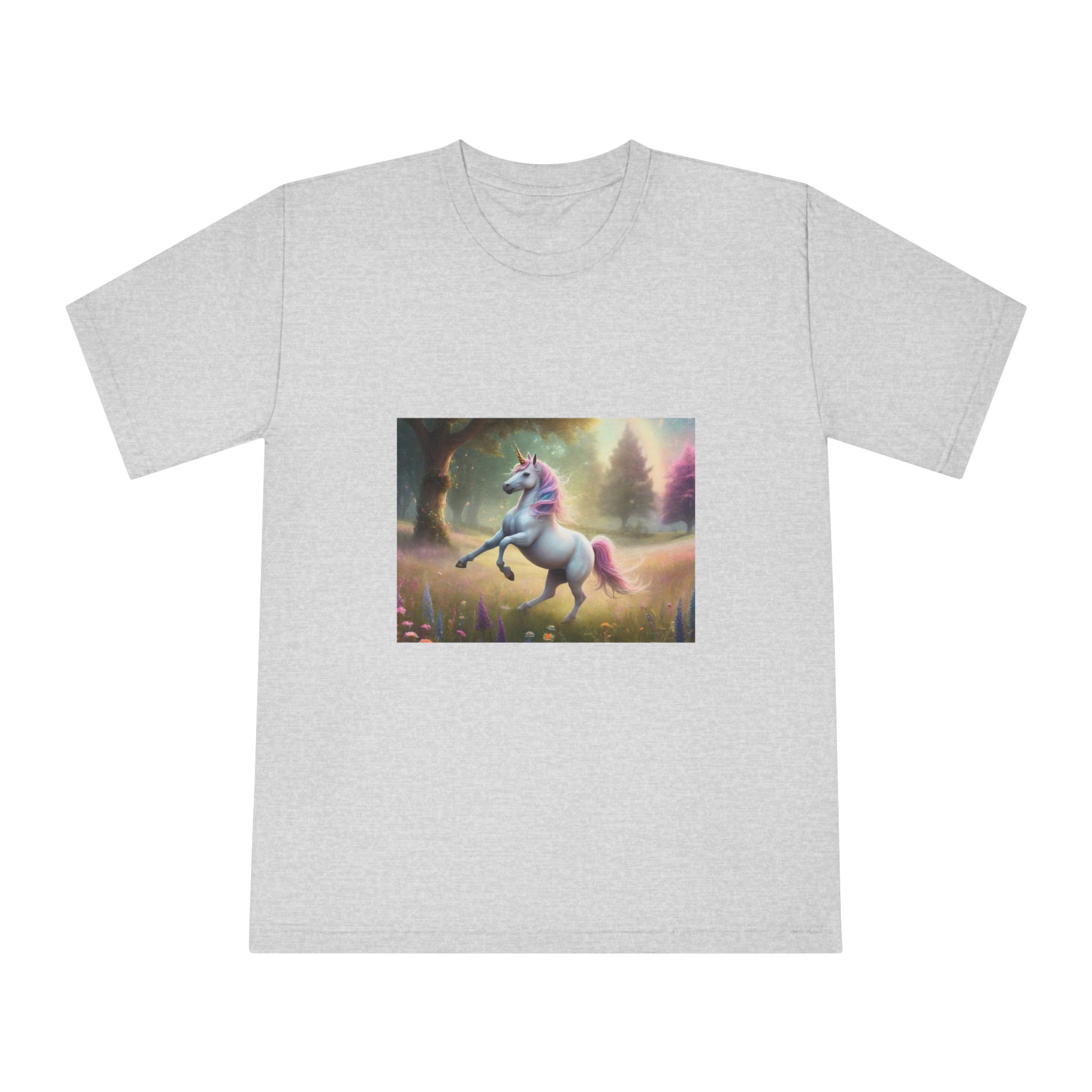 Beautiful Unicorn Running Magical Meadow Unicorn Background Images Whimsical Unicorn (8) Unisex Classic Crewneck T Shirt - Image 13