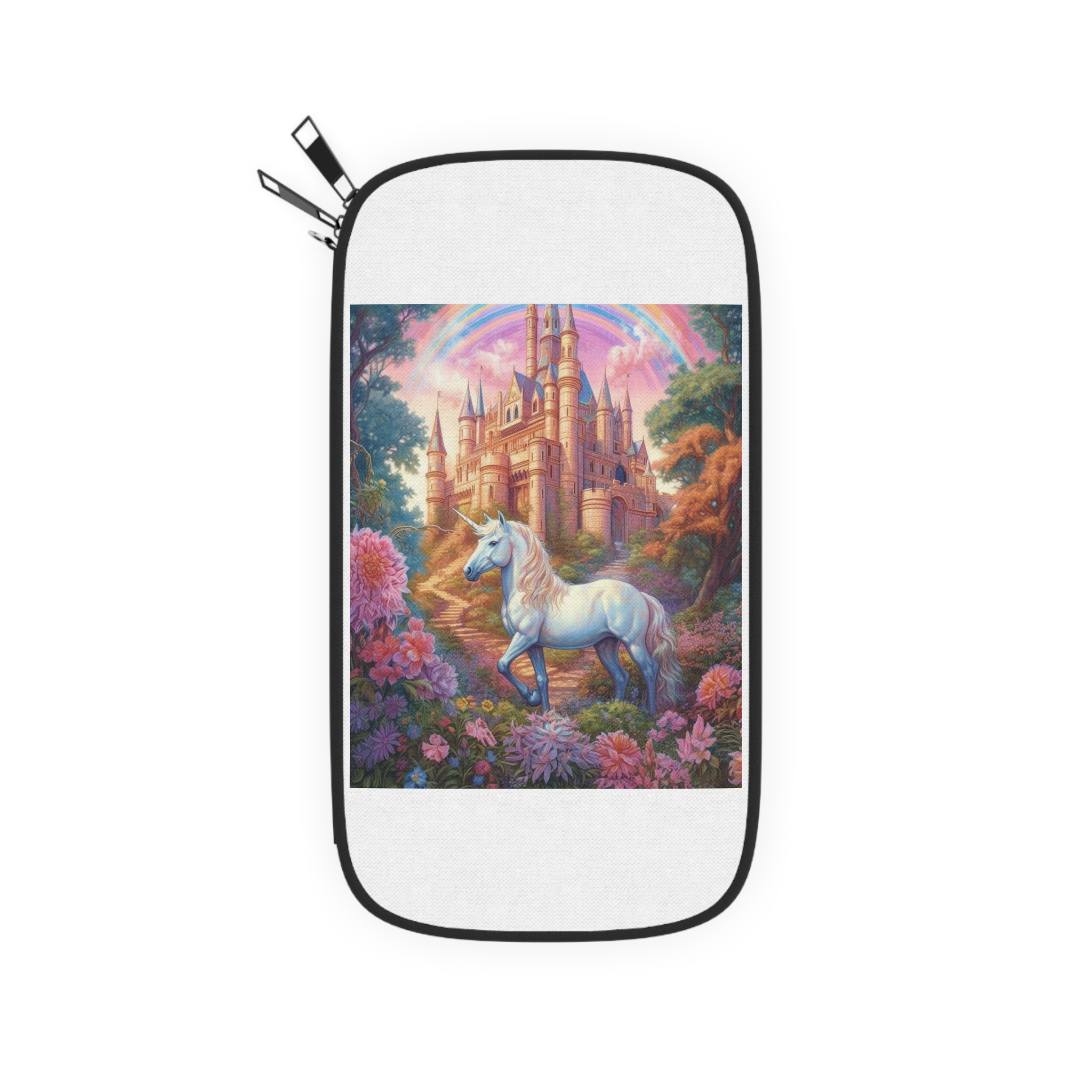 Painting Unicorn Front Castle With Rainbow Generative Ai Passport Wallet - Image 2