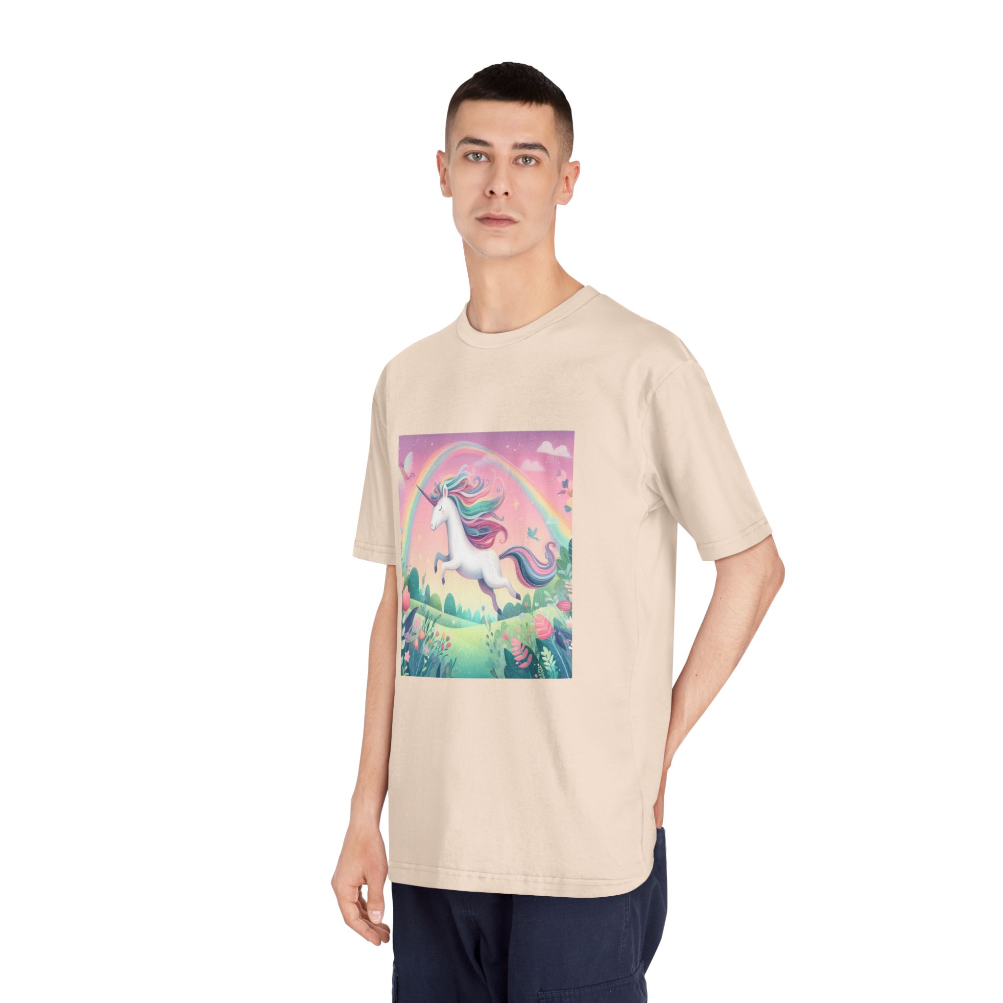 Beautiful Unicorn Running Magical Meadow Unicorn Background Images Whimsical Unicorn (9) Unisex Classic Crewneck T Shirt - Image 12