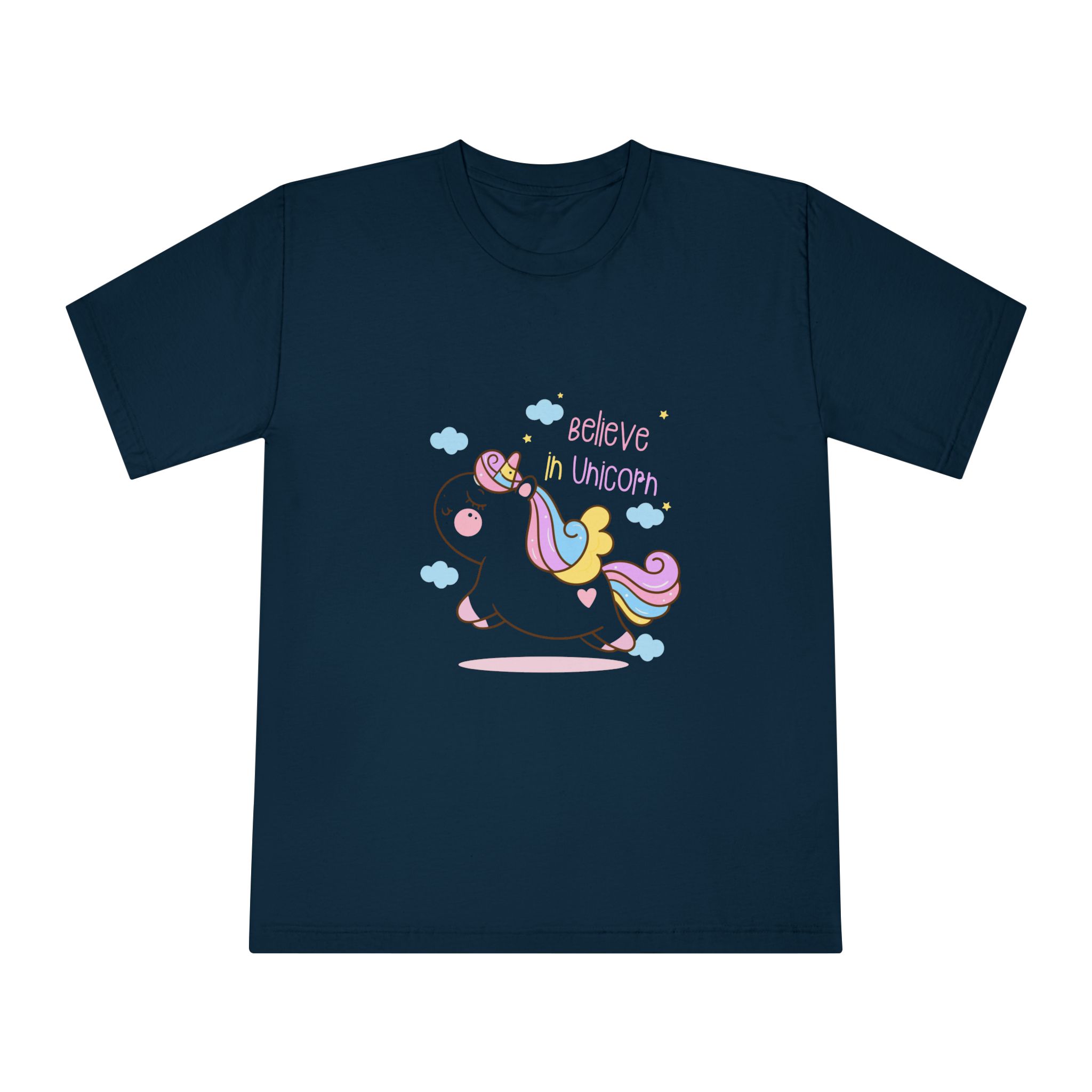 Cute Unicorn Cartoon Jump Air Flat Style Unisex Classic Crewneck T Shirt - Image 17
