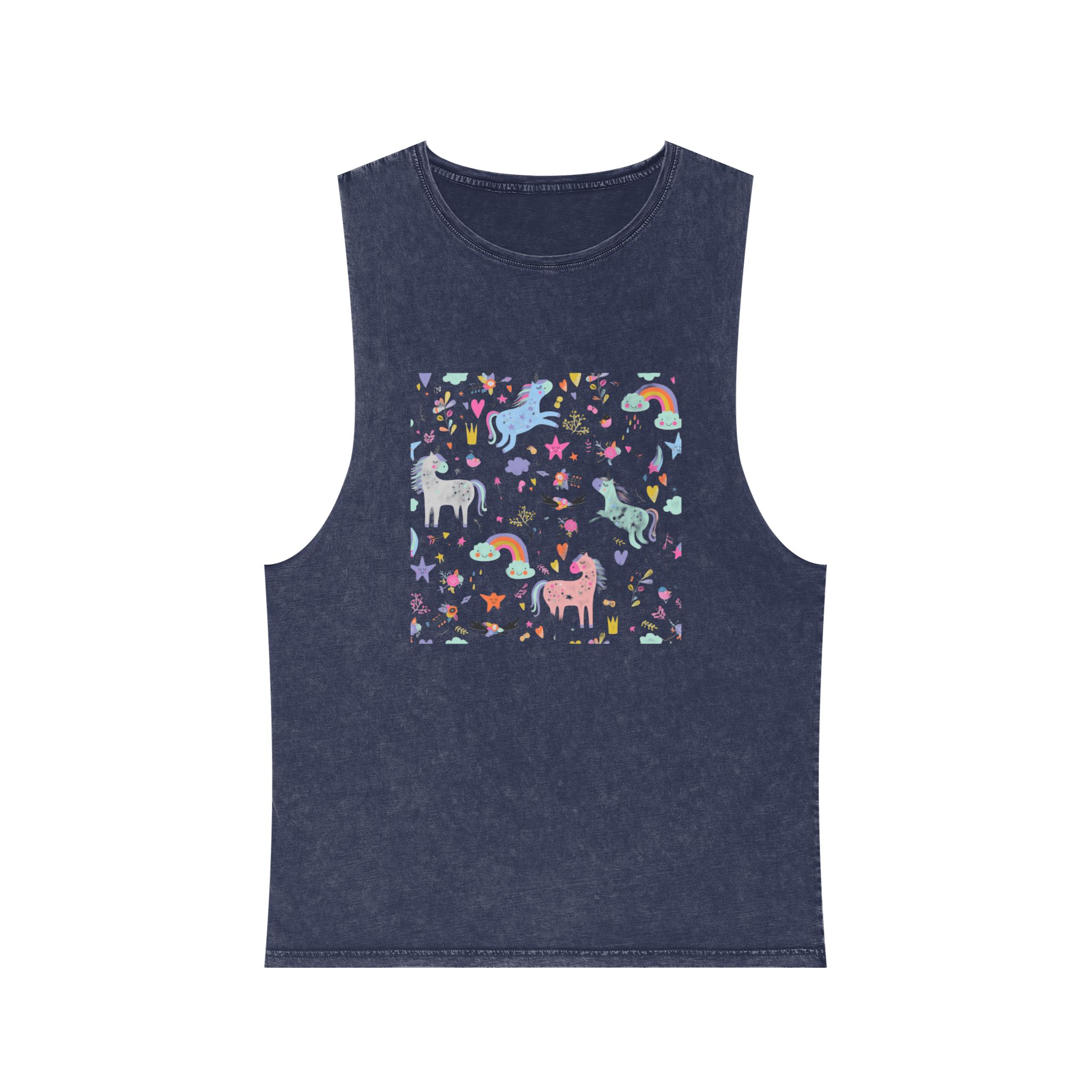 Unicorn Pattern (1) Unisex Stonewash Tank Top - Image 13