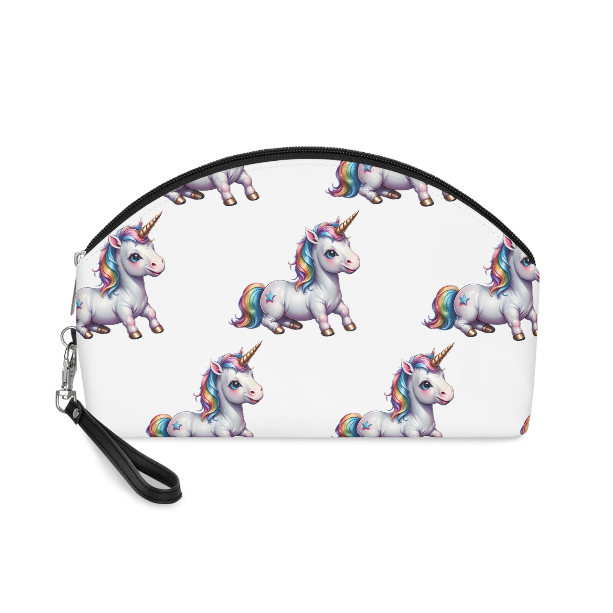 Happy Unicorn Background Sky Rainbow Makeup Bag