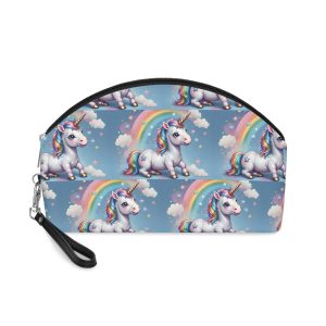 Happy Unicorn Background Sky Rainbow Makeup Bag