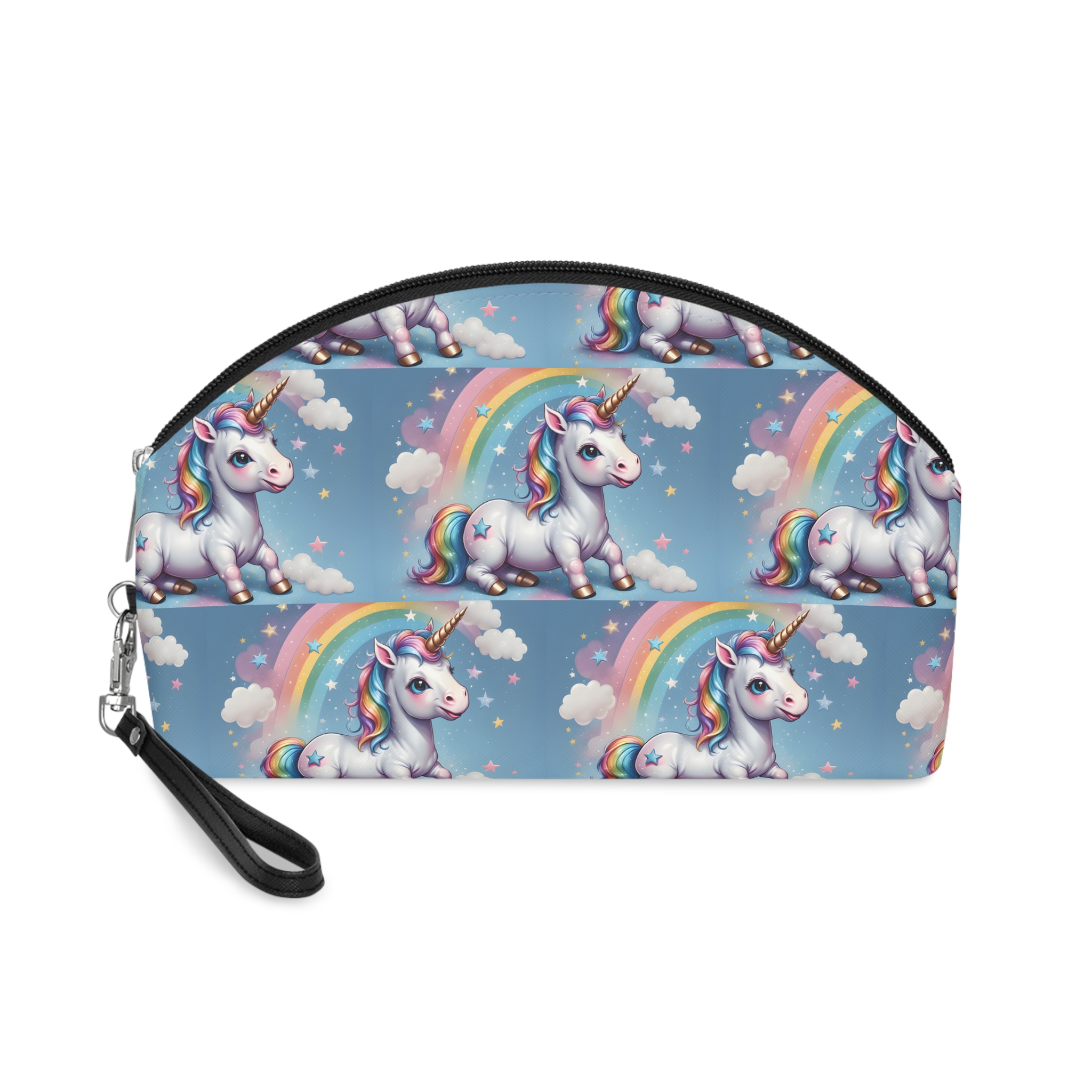 Happy Unicorn Background Sky Rainbow Makeup Bag
