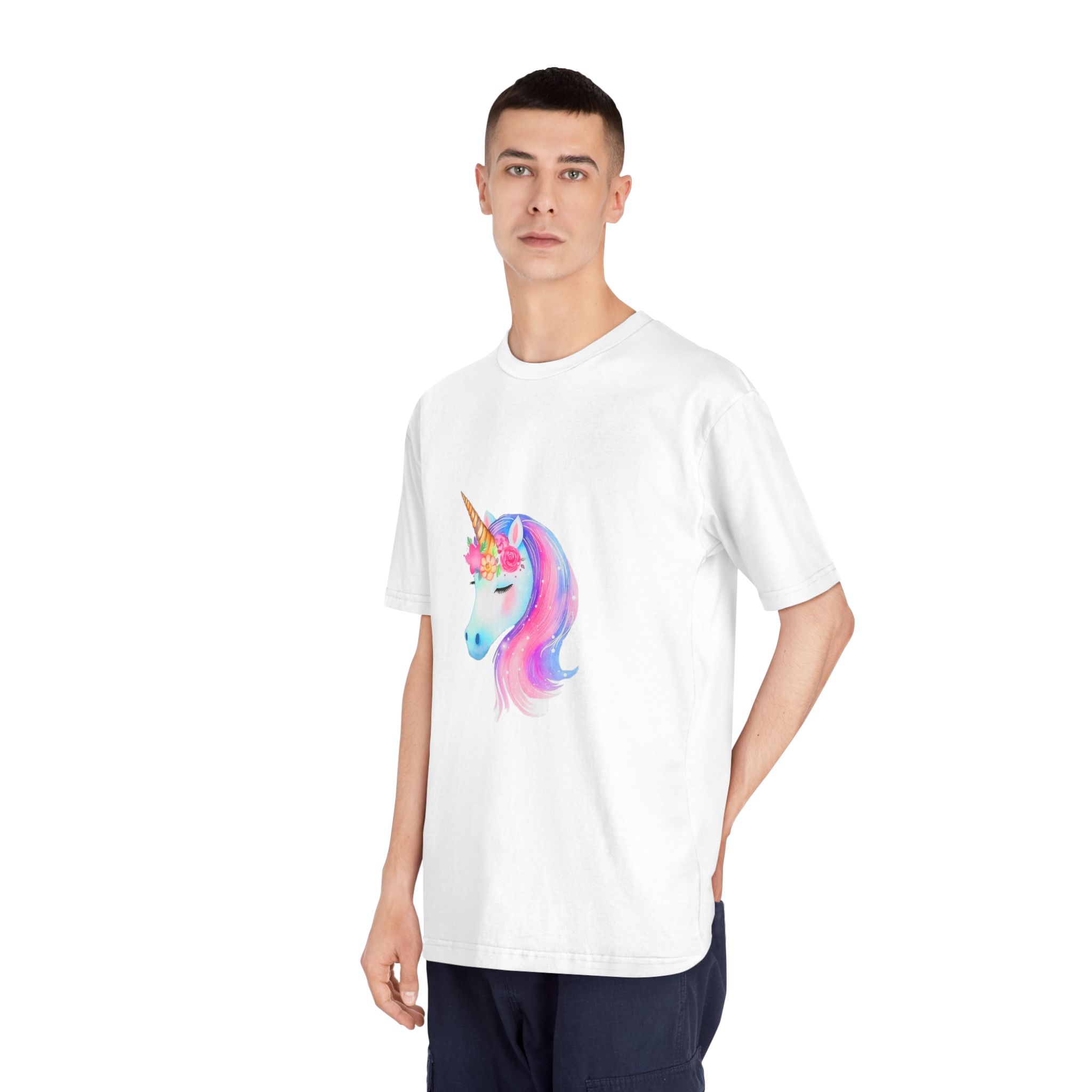Cute Unicorn Watercolor Hand Painted 01 Unisex Classic Crewneck T Shirt - Image 4