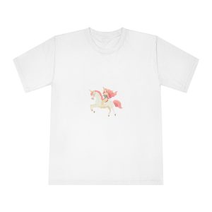 Magical Illustration Cute Siren Woman Riding Unicorn Wide Angle View Unisex Classic Crewneck T Shirt