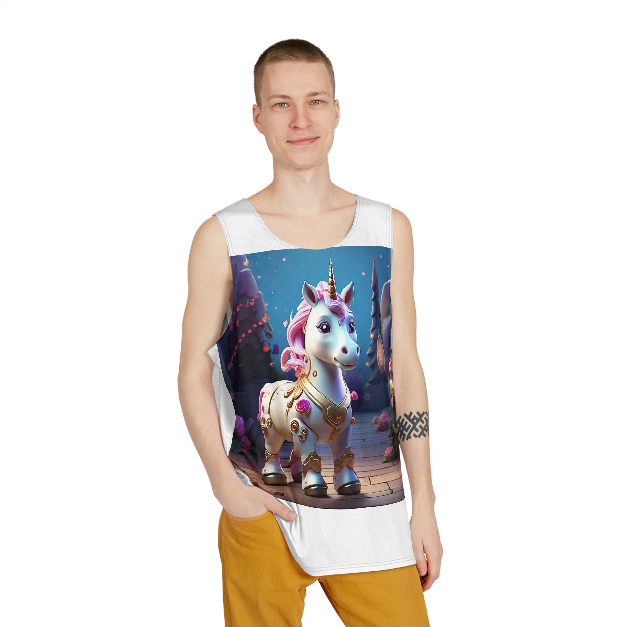 Animated Unicorn Children Generated By Ai (12) Mens Tank Aop - Image 3