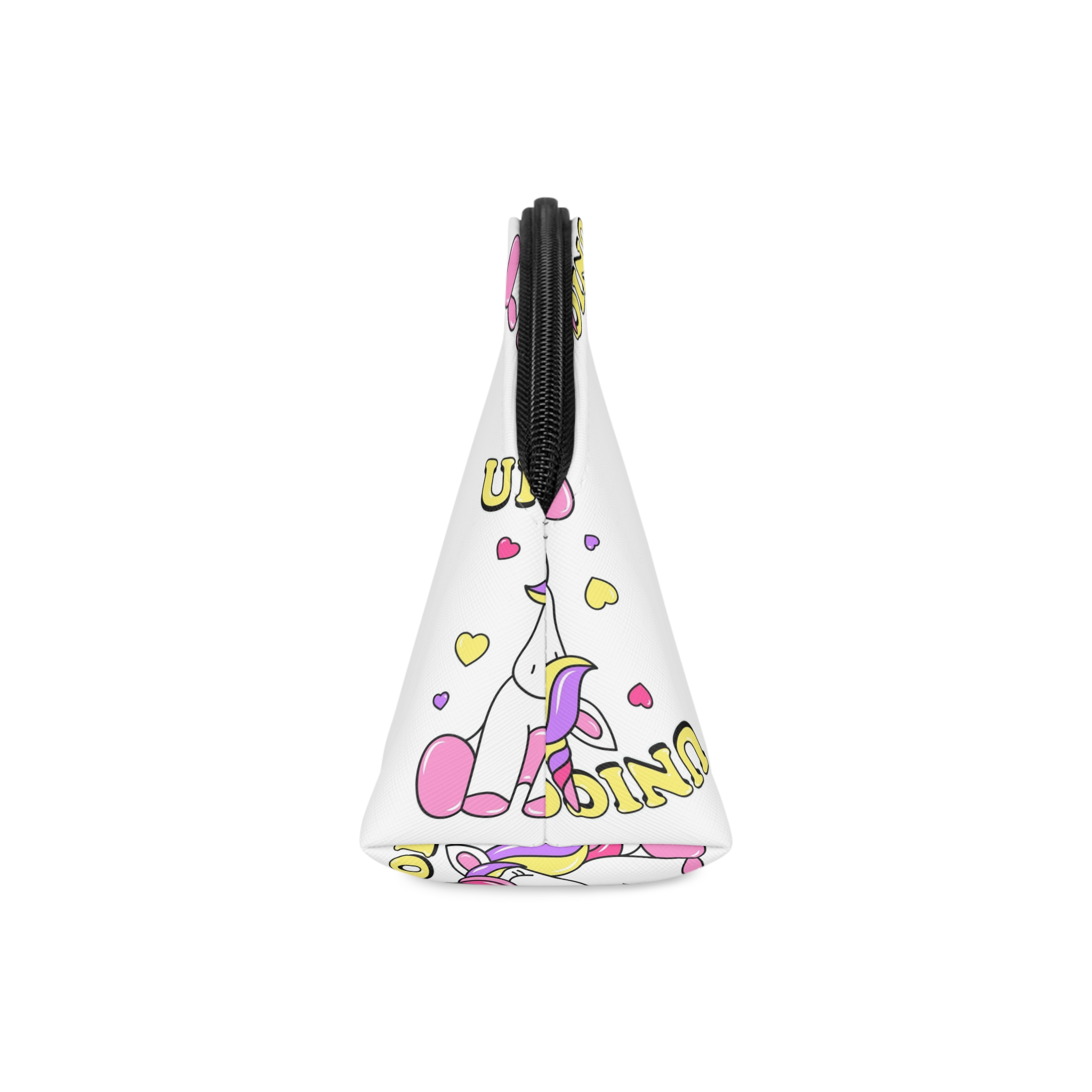 Cute Unicorn With Colorful Hair Hearts Makeup Bag - Image 4