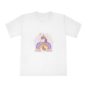 Cute Unicorn Magical Purple Rainbow Simple Doodle Outline Cartoon Illustration Unisex Classic Crewneck T Shirt