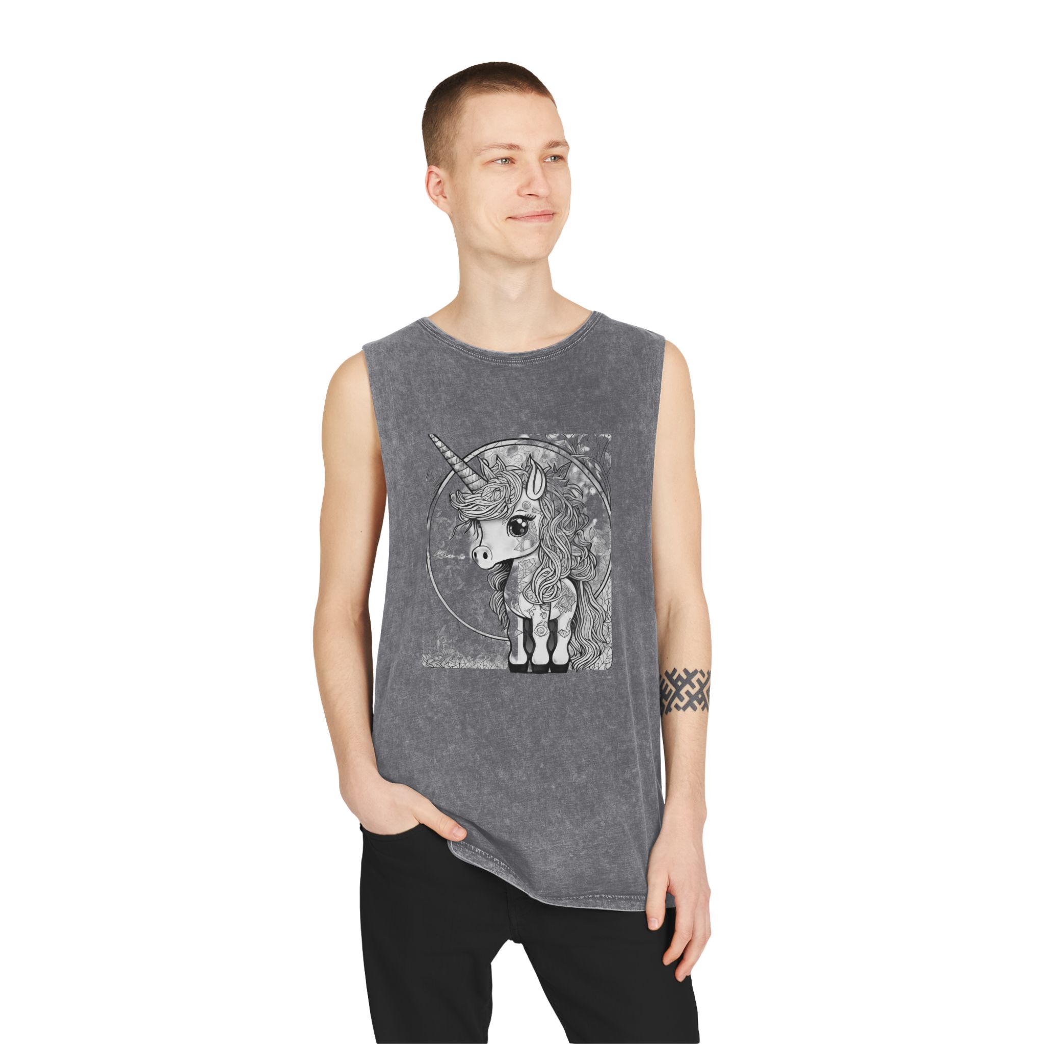 Children S Unicorn Fantasy Art Unisex Stonewash Tank Top - Image 11