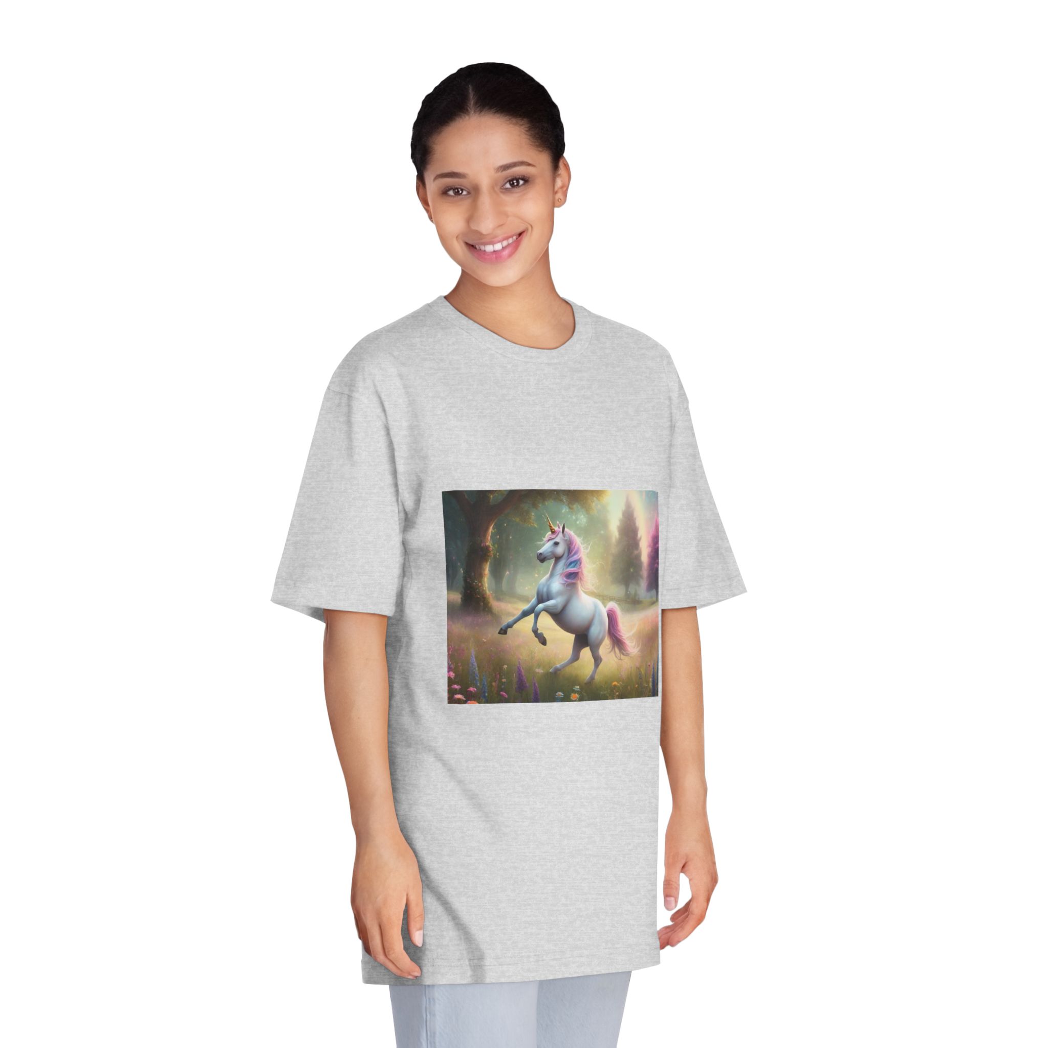 Beautiful Unicorn Running Magical Meadow Unicorn Background Images Whimsical Unicorn (8) Unisex Classic Crewneck T Shirt - Image 15
