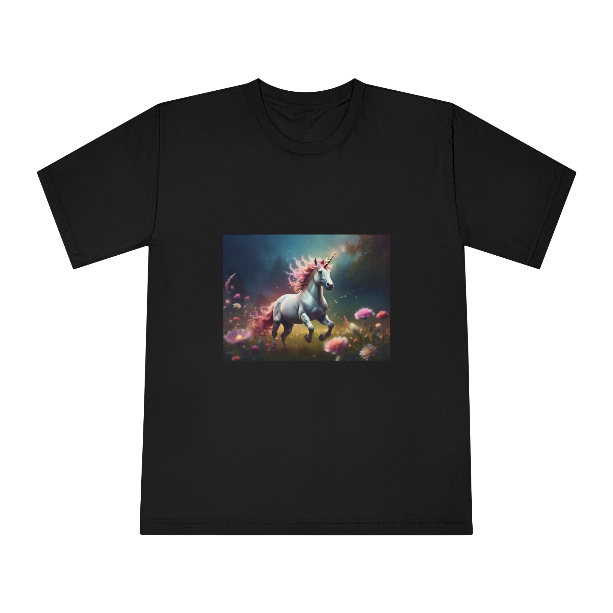 Beautiful Unicorn Running Magical Meadow Unicorn Background Images Whimsical Unicorn (22) Unisex Classic Crewneck T Shirt - Image 5