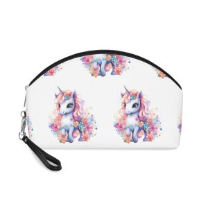 Cute Colorful Magic Unicorn With Flowers Watercolor Style (12) Makeup Bag