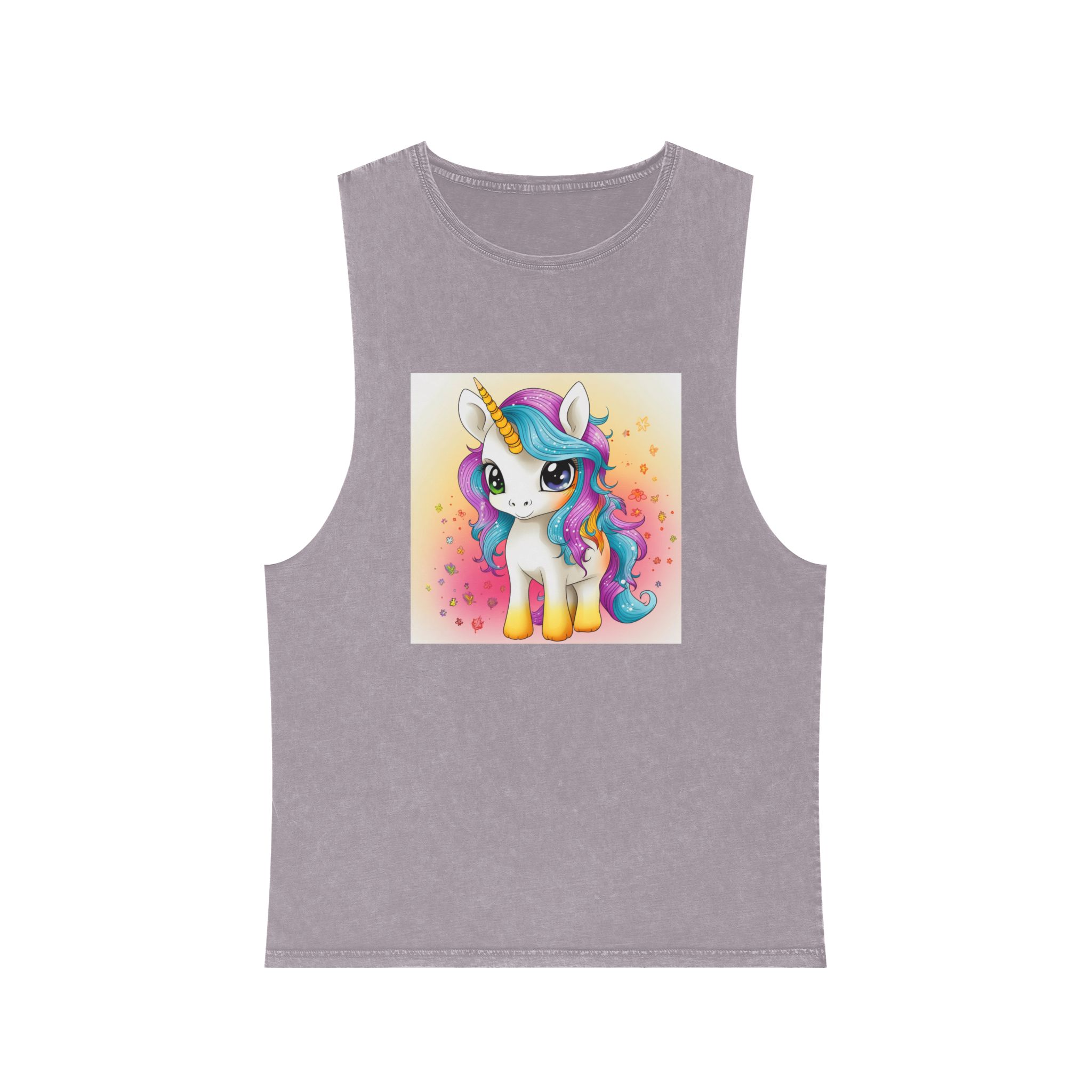 Close Up Cartoon Unicorn With Colorful Mane Generative Ai Unisex Stonewash Tank Top - Image 17