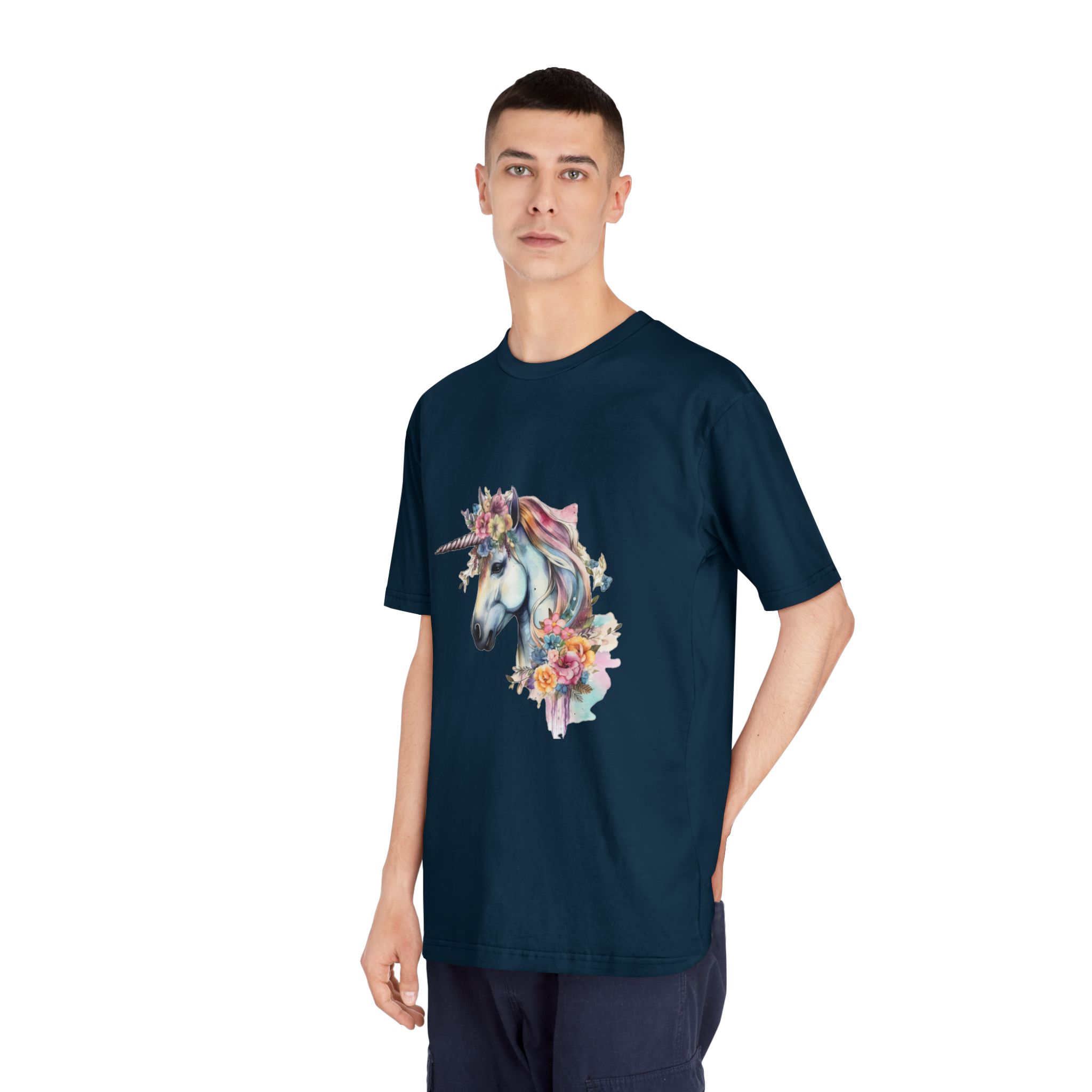 Unicorn With Flower Crown His Head Unisex Classic Crewneck T Shirt - Image 20
