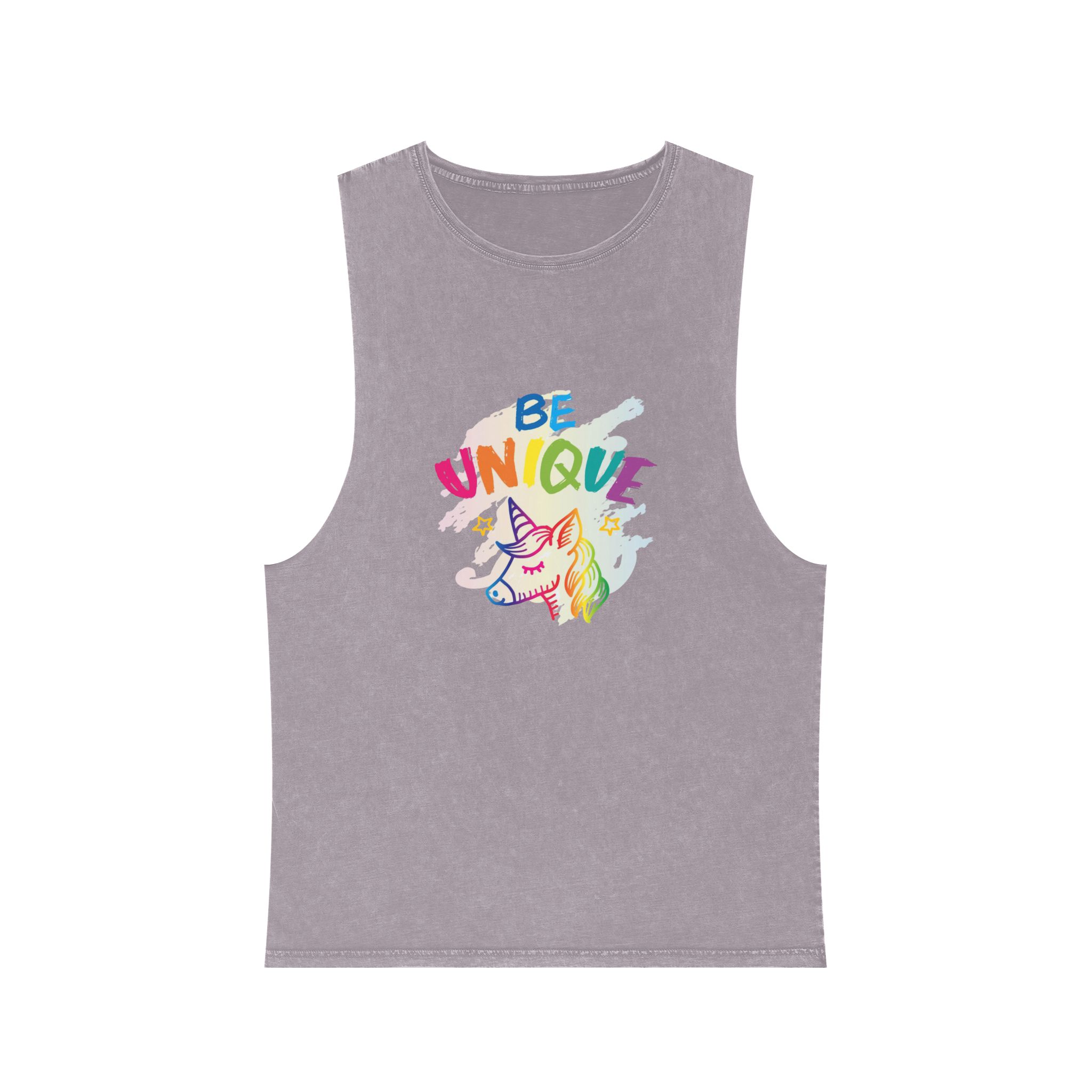 Colorful Unicorn With Words Be Unique It Unisex Stonewash Tank Top - Image 17