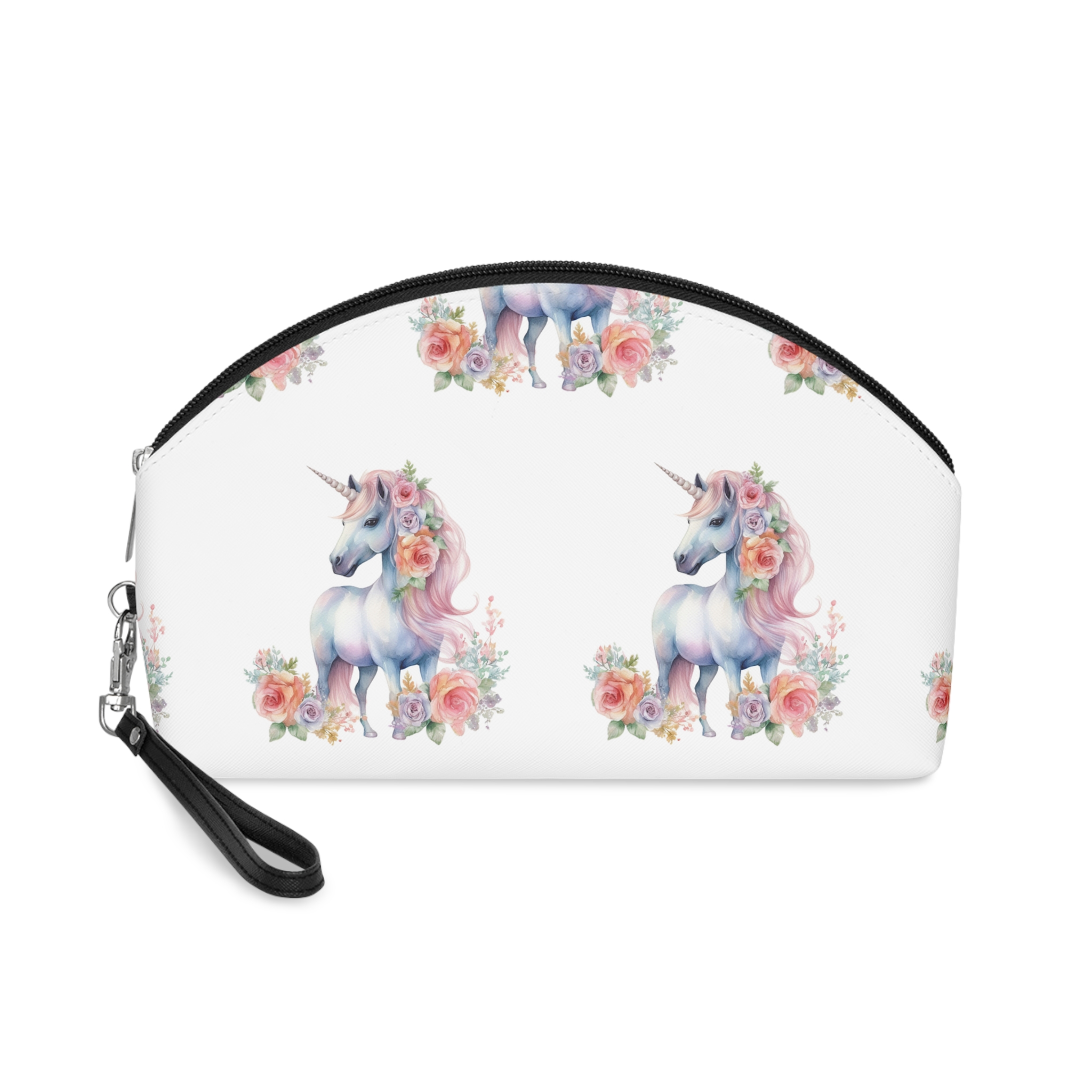 There Is Unicorn With Long Mane Flowers It Generative Ai Makeup Bag