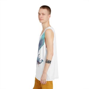 Unicorn With Wings Flying Sky With Full Moon Background Generative Ai Mens Tank Aop