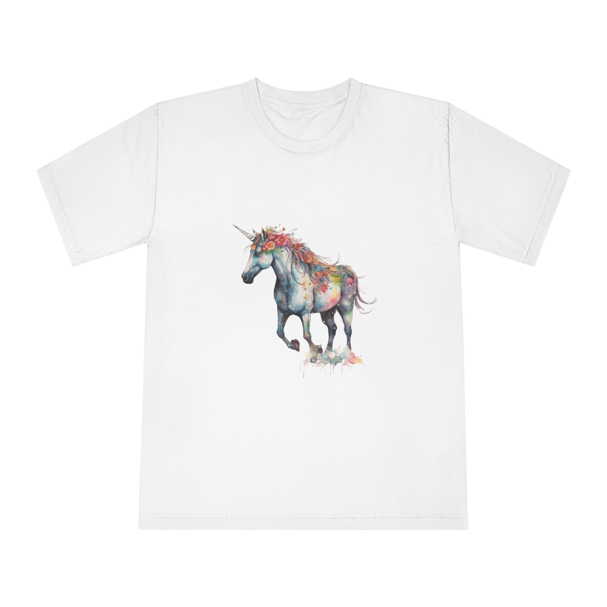 Watercolor Painting Unicorn With Rainbow Horn Unisex Classic Crewneck T Shirt