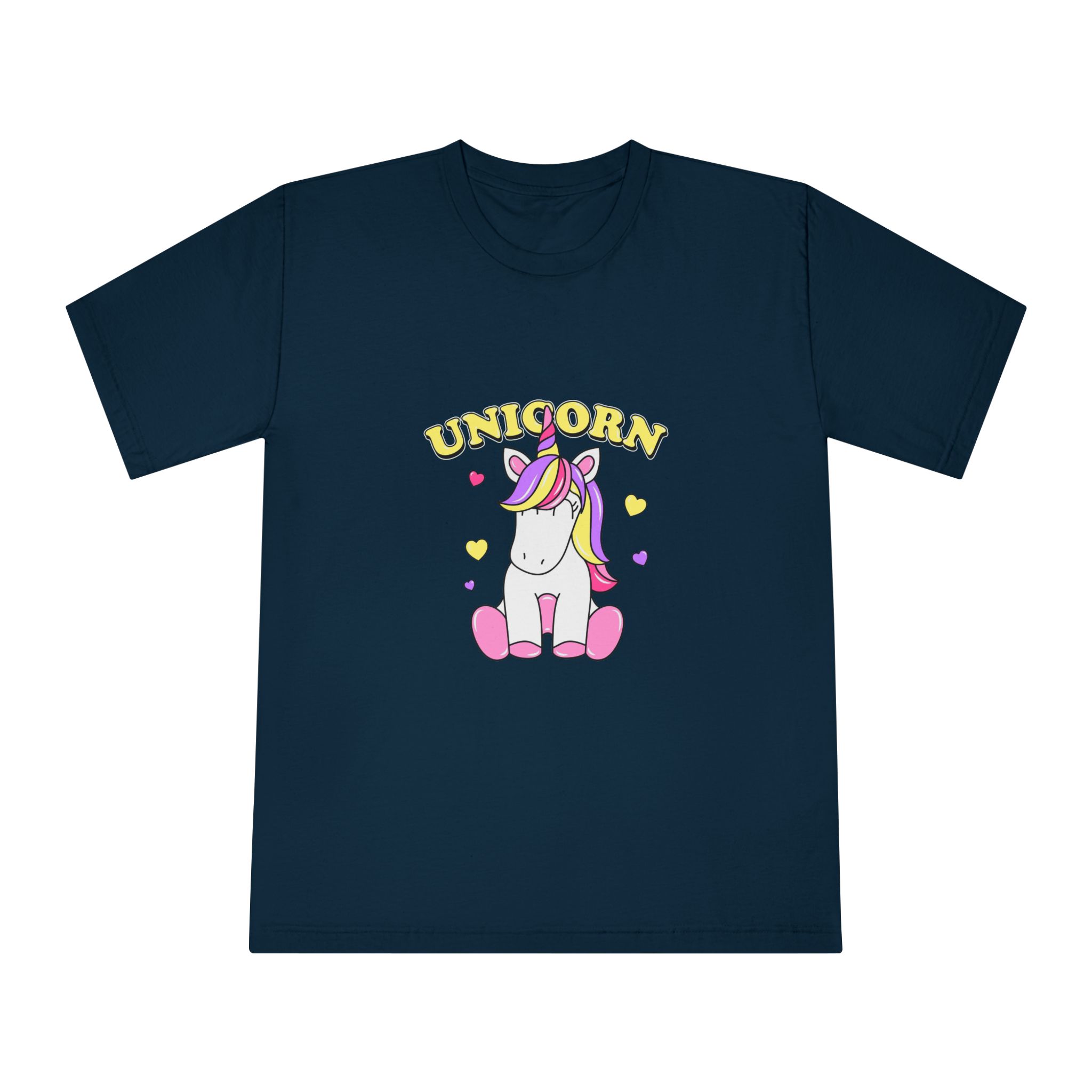 Cute Unicorn With Colorful Hair Hearts Unisex Classic Crewneck T Shirt - Image 17