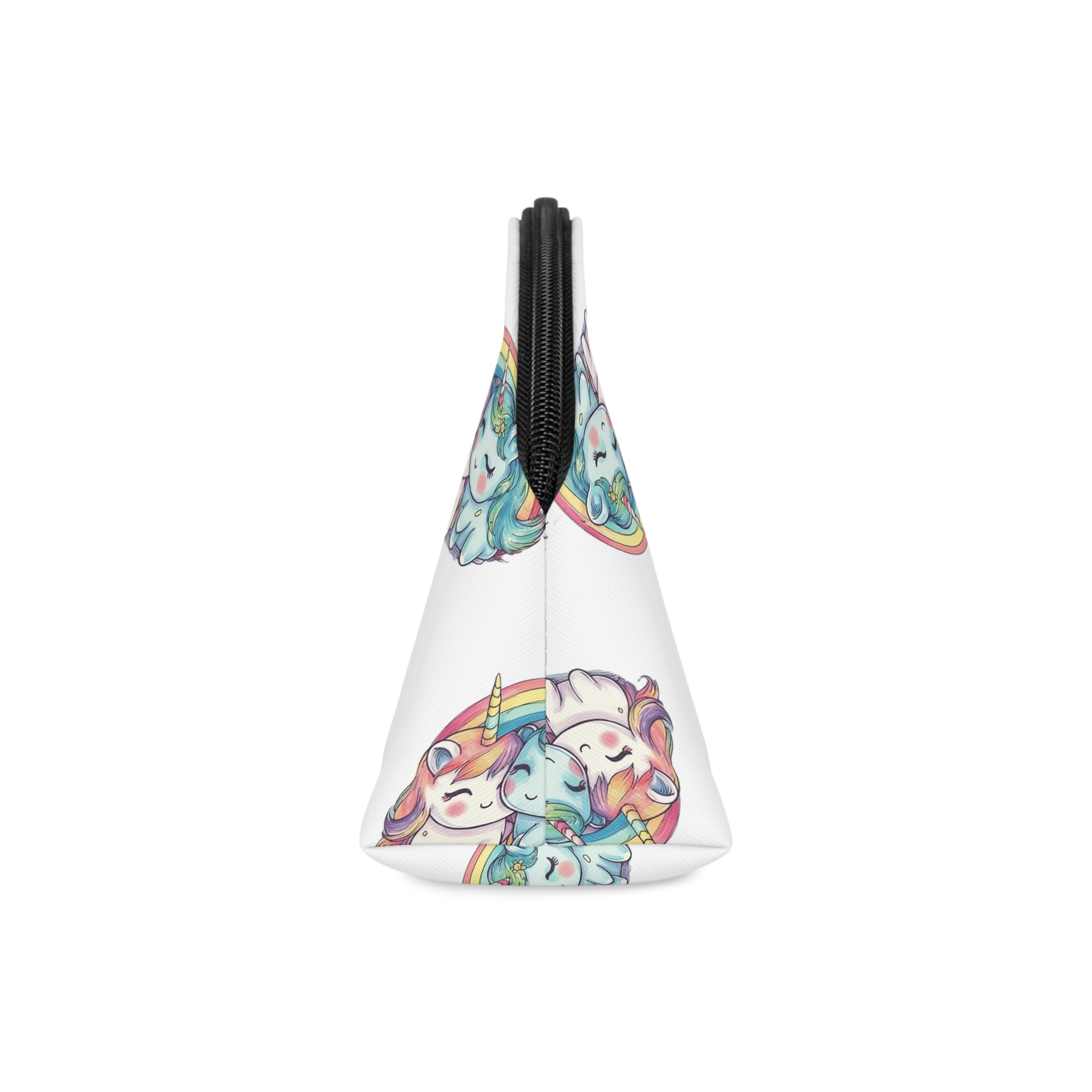 Pair Adorable Light Blue Pink Unicorns Isolated Rainbow Colors Background (1) Makeup Bag - Image 4