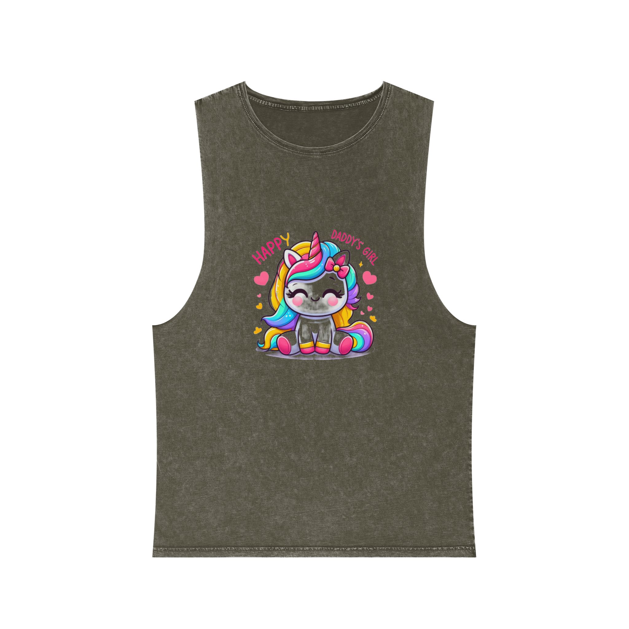 Happy Daddys Girl Unicorn Unisex Stonewash Tank Top - Image 5