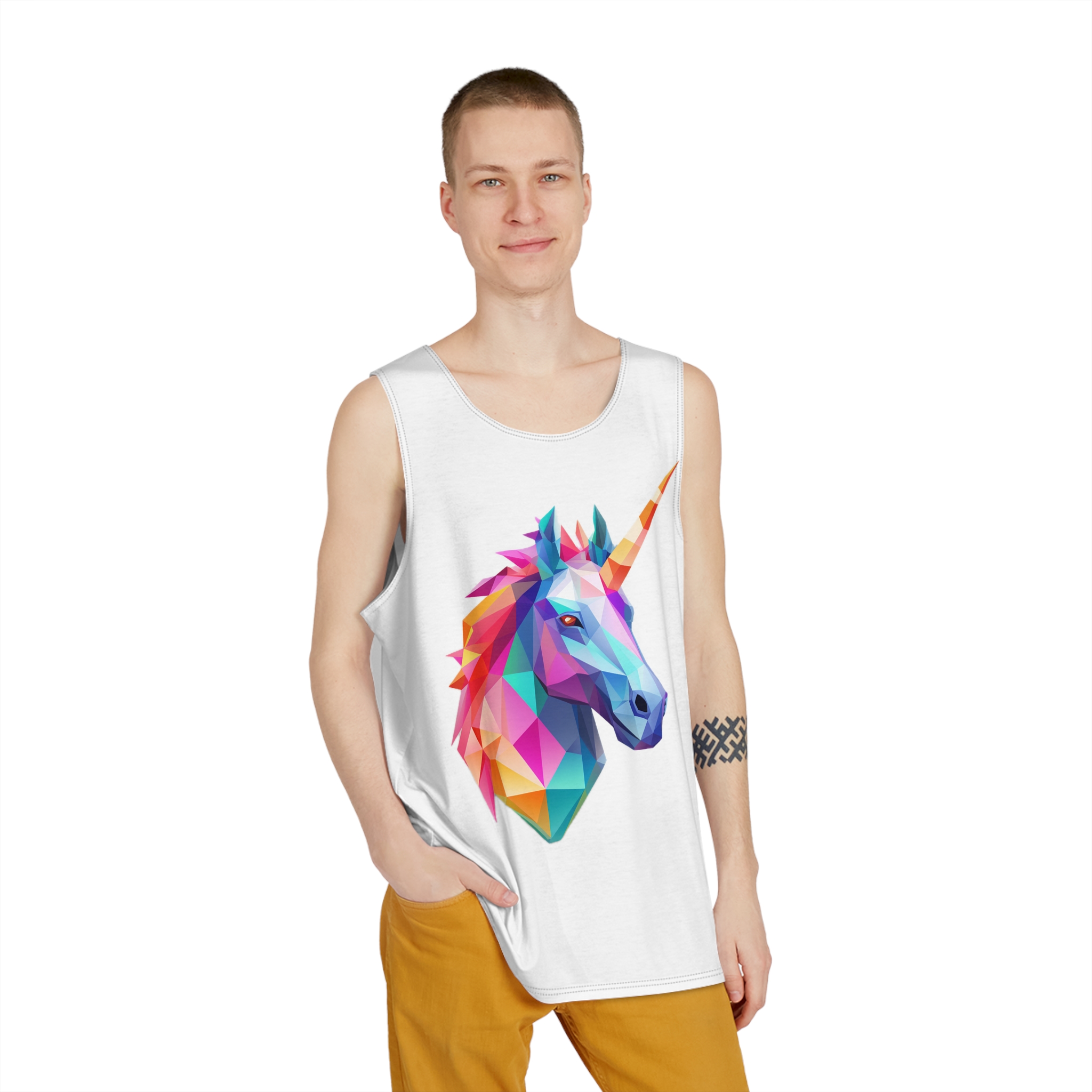 Mythical Unicorn With Poly Style (1) Mens Tank Aop - Image 3