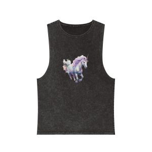 A Magical Unicorn Illustration Unisex Stonewash Tank Top