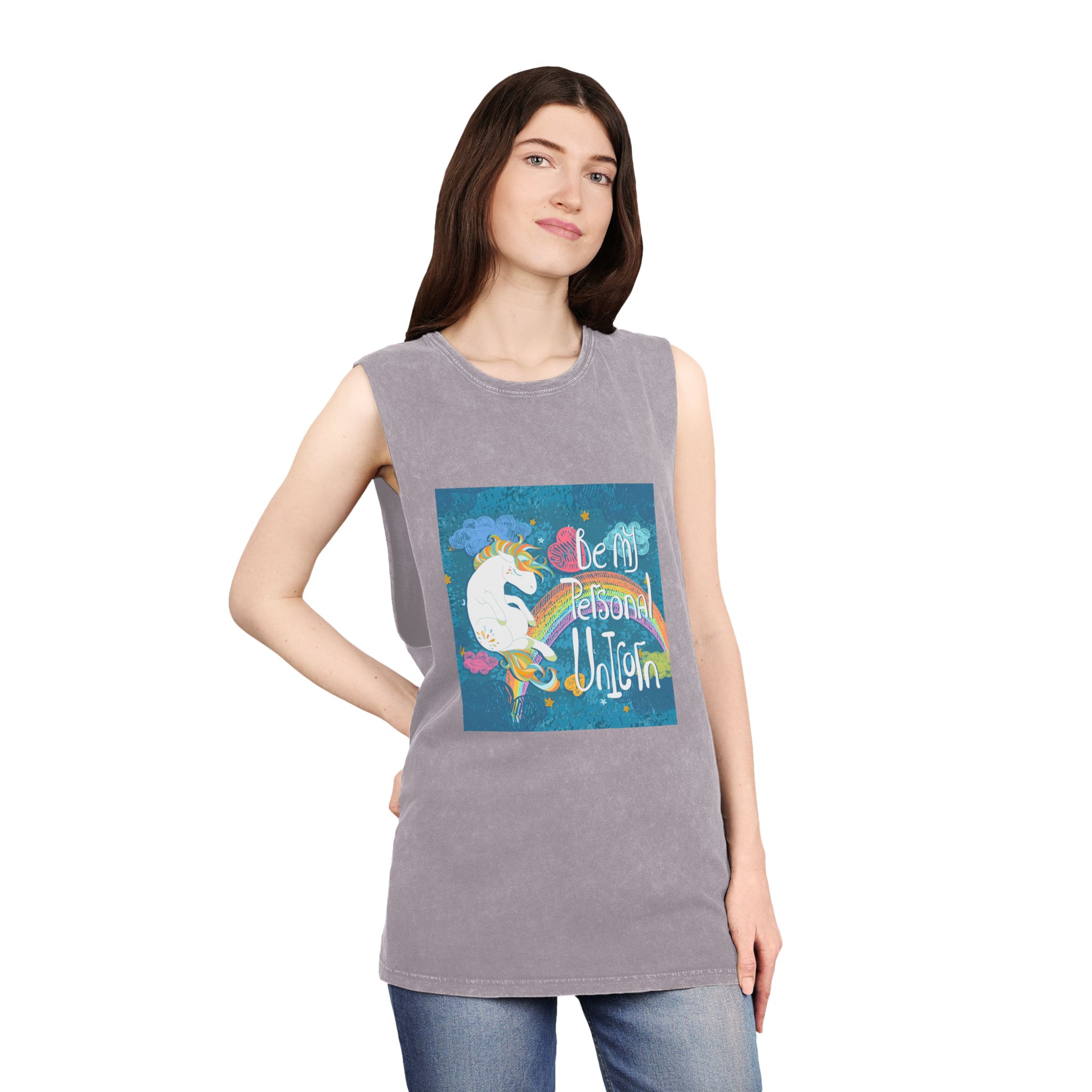 Be My Personal Unicorn Unisex Stonewash Tank Top - Image 20